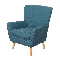 Blue Linen Club Accent Chair - Demi-3