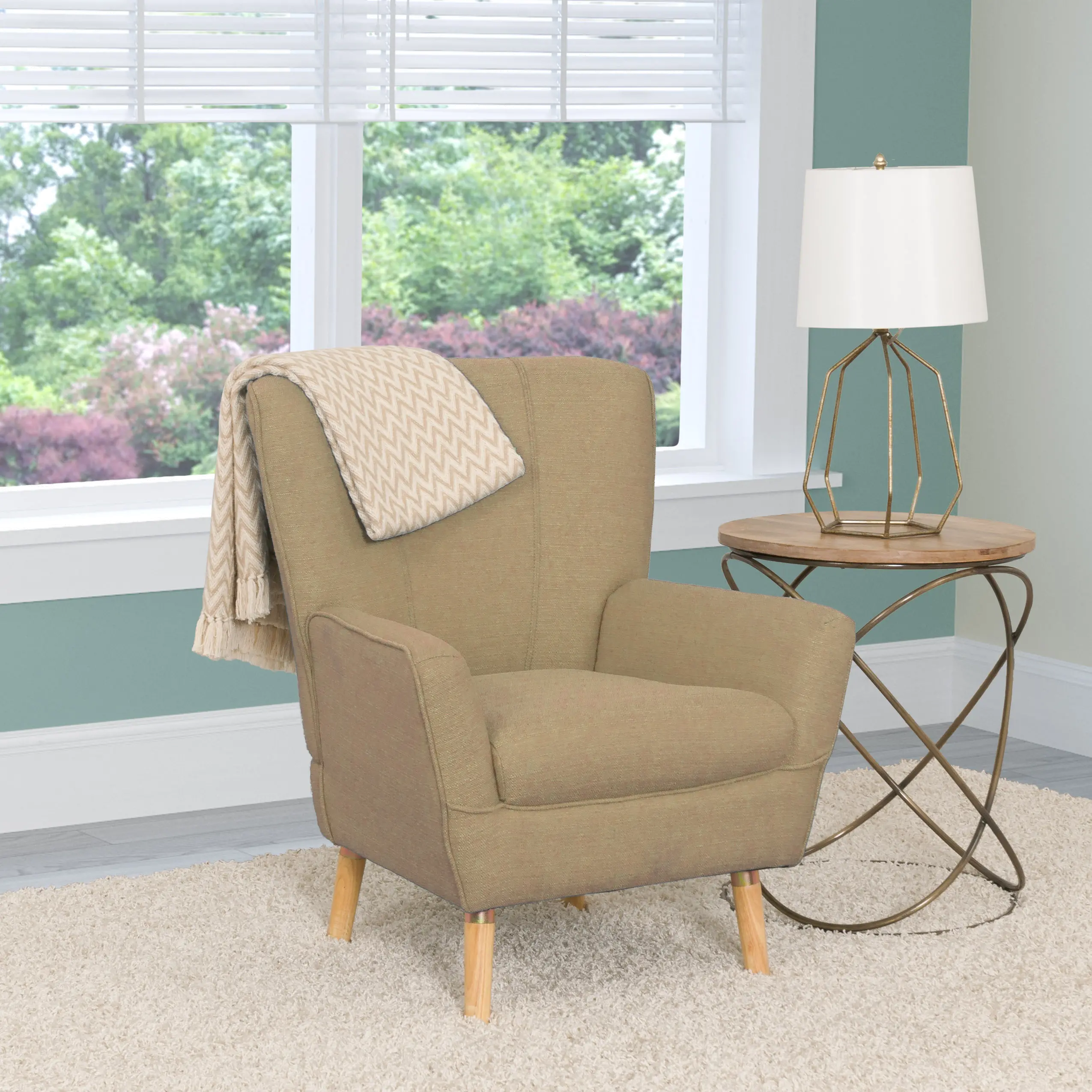 Beige Linen Club Accent Chair - Demi-1