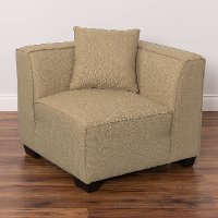 Beige Sectional Corner Wedge Accent Chair - Lida