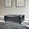 Black Bonded Leather Ottoman with Storage - Antonio