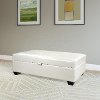 White Bonded Leather Ottoman with Storage - Antonio-1