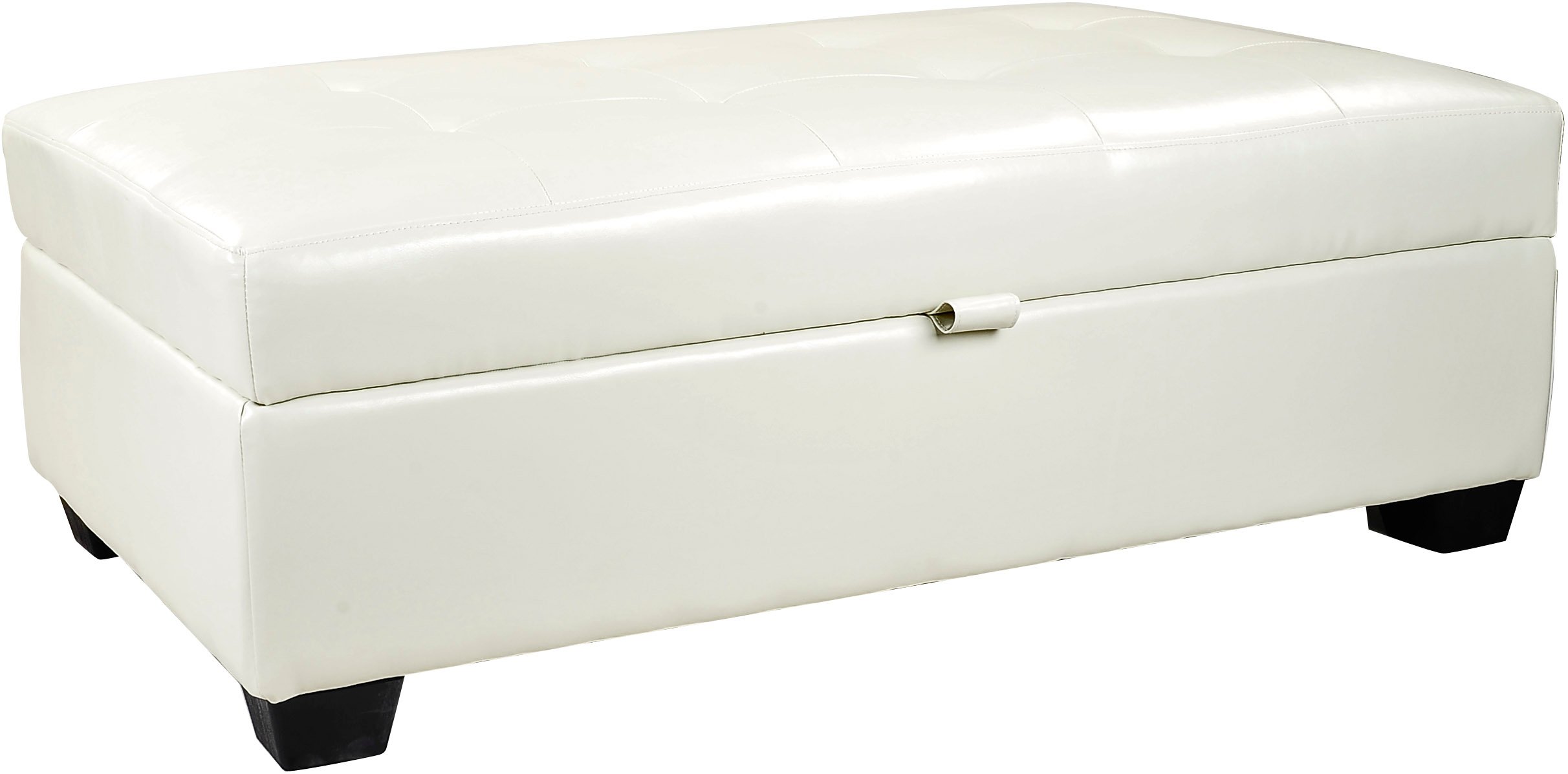 White Bonded Leather Ottoman with Storage - Antonio-2