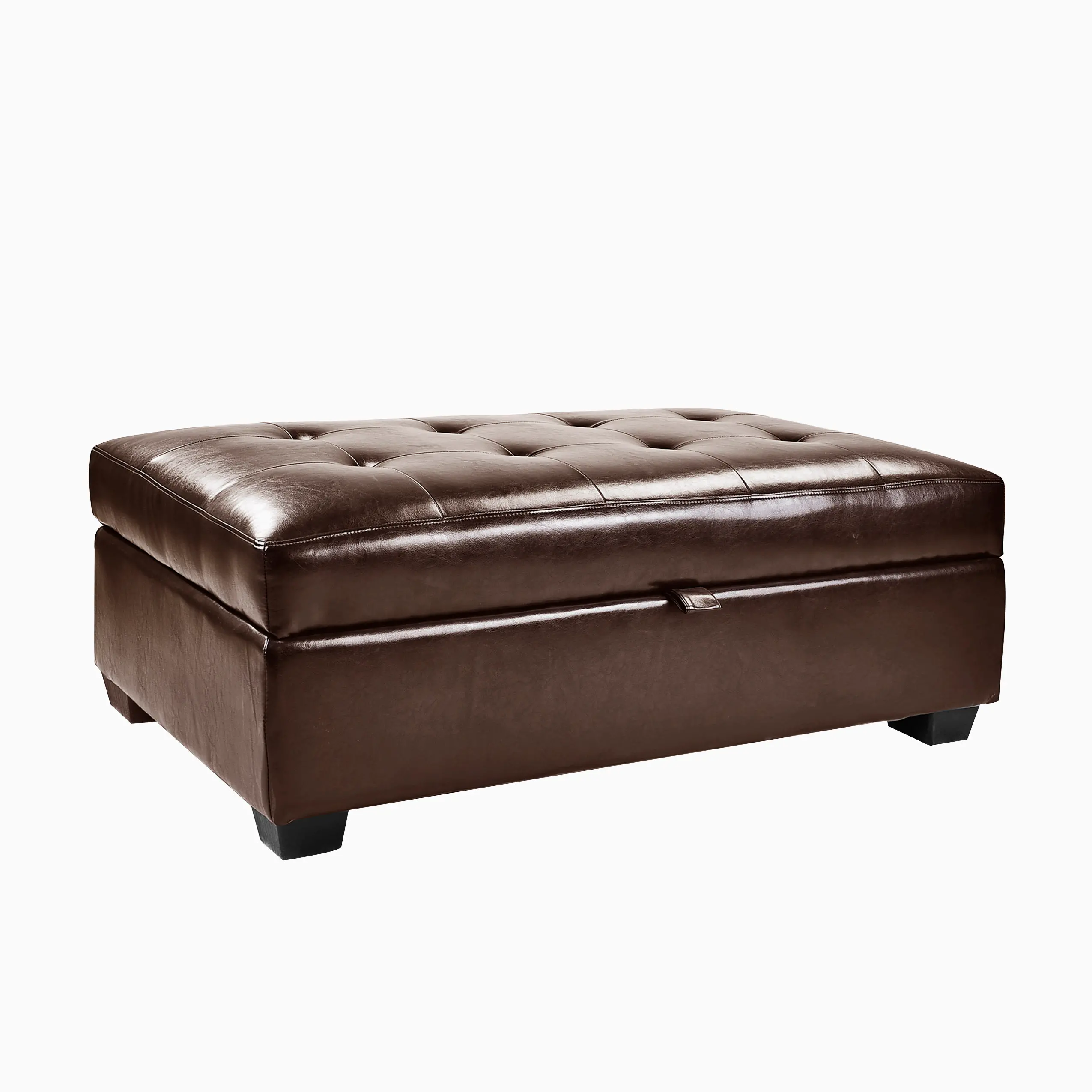 Brown Bonded Leather Ottoman with Storage - Antonio-2
