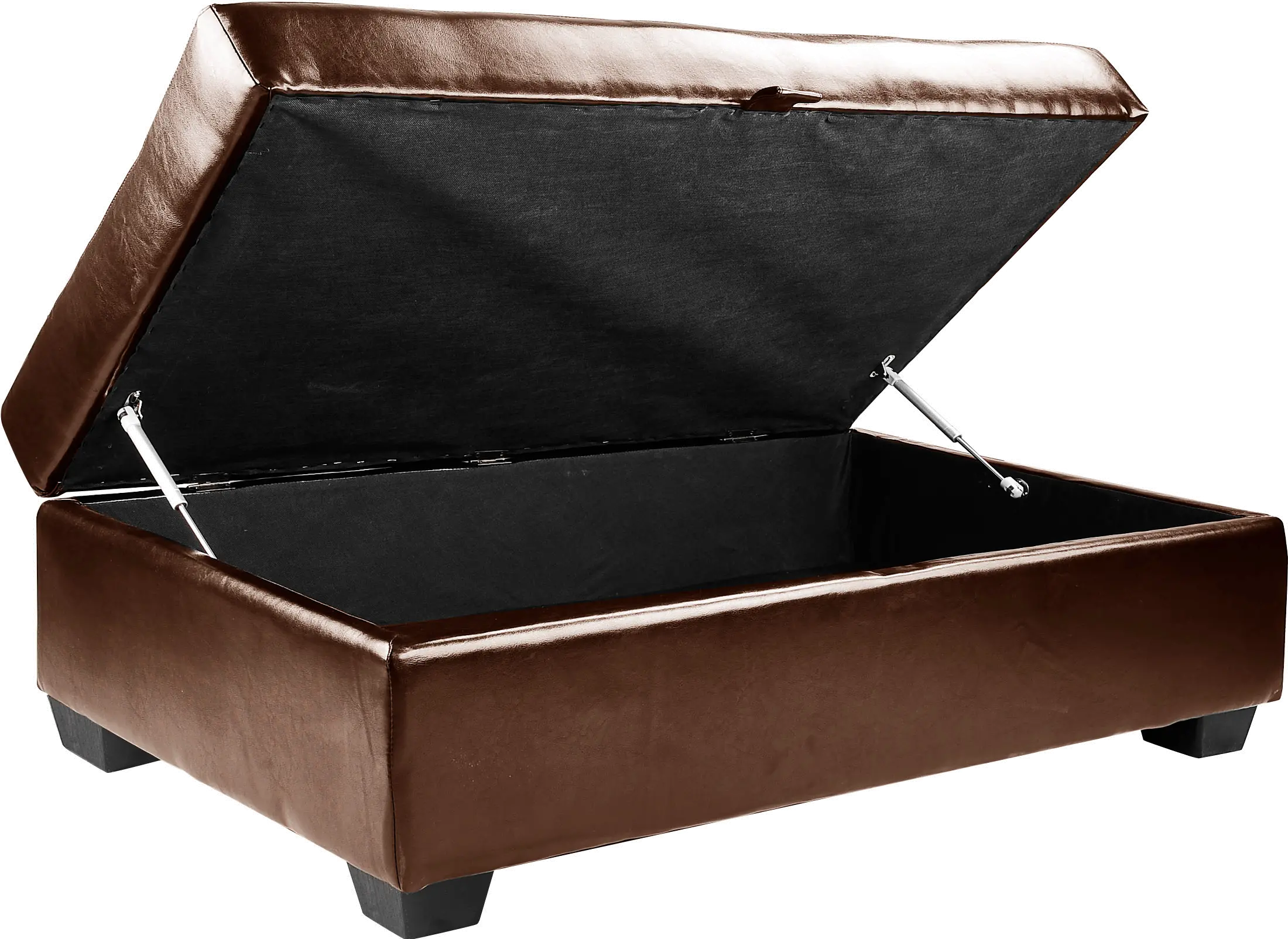 Brown Bonded Leather Ottoman with Storage - Antonio-3