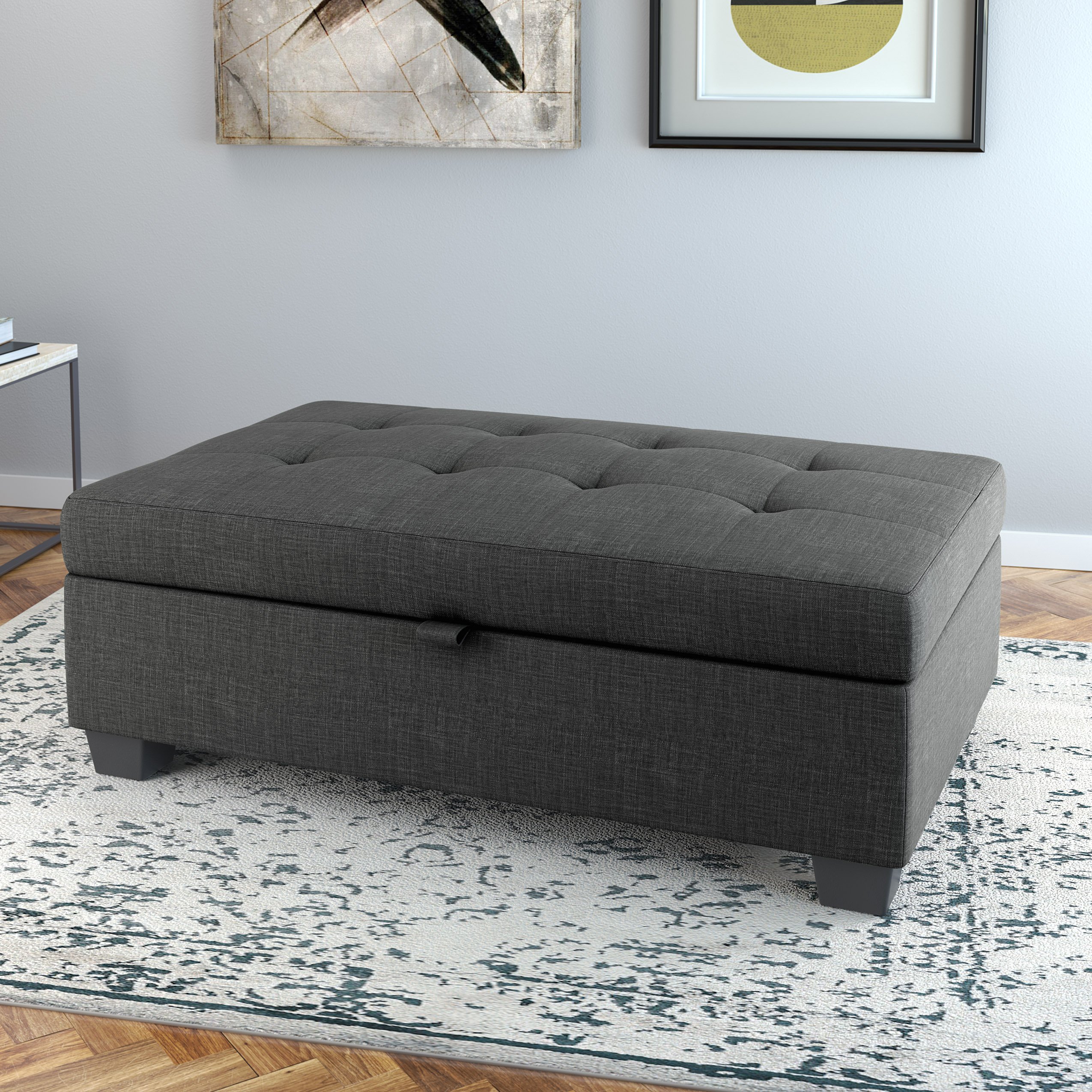 Dark Gray Storage Ottoman - Antonio-1