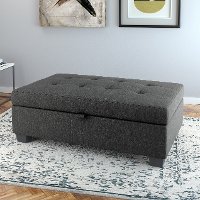 Dark Gray Storage Ottoman - Antonio