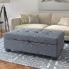 Blue-Gray Storage Ottoman - Antonio