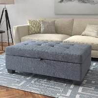 Blue-Gray Storage Ottoman - Antonio