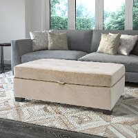 Cream Velvet Storage Ottoman - Antonio