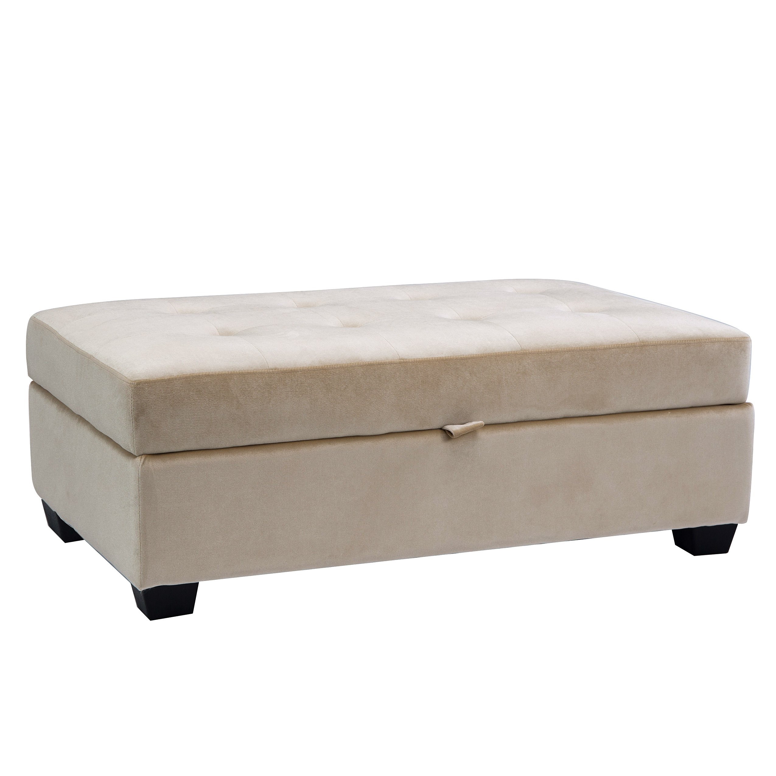 Cream Velvet Storage Ottoman - Antonio-2