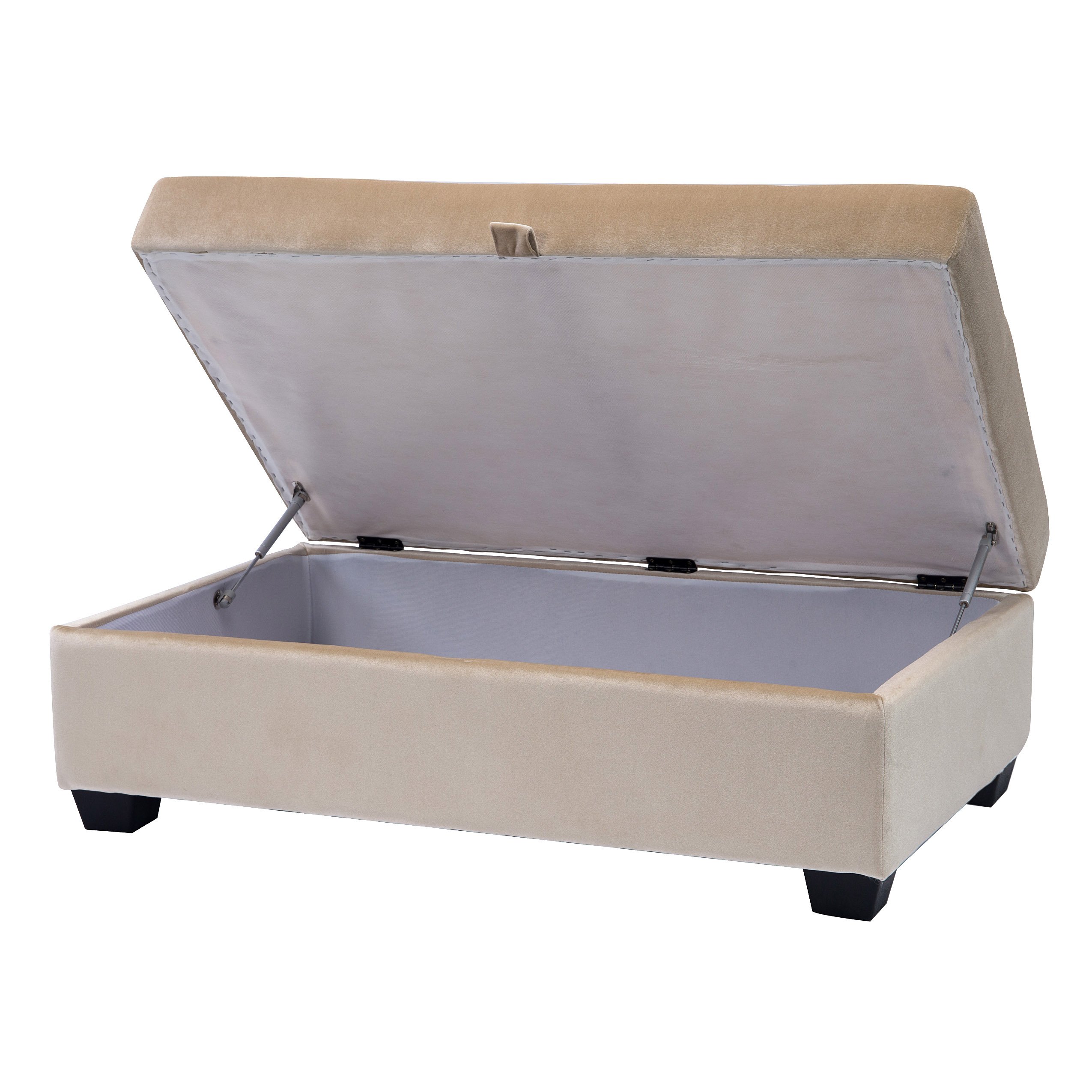 Cream Velvet Storage Ottoman - Antonio-3