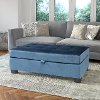 Blue Velvet Storage Ottoman - Antonio-2