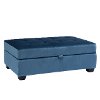 Blue Velvet Storage Ottoman - Antonio-3