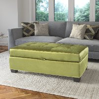 Green Velvet Storage Ottoman - Antonio