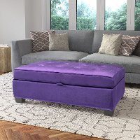 Purple Velvet Storage Ottoman - Antonio