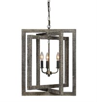 Gray Wash Raw Metal 3-Light Foyer Light Fixture - Gloster