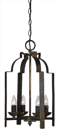 Black 4-Light Cage-Style Pendant - Blackwell