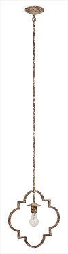 Distressed Black, Cream, and Brown 1-Light Pendant - Bolton