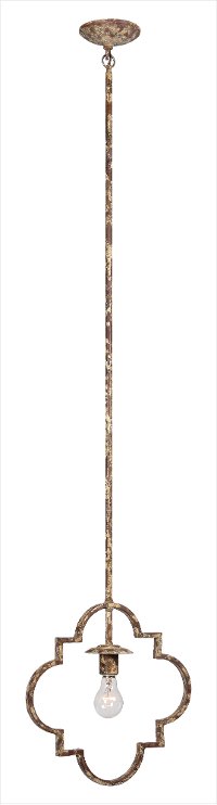 Distressed Black, Cream, and Brown 1-Light Pendant - Bolton