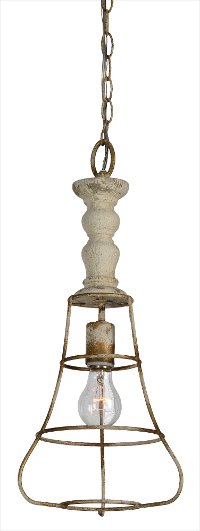 Weathered White Vintage 1-Light Pendant - Earl