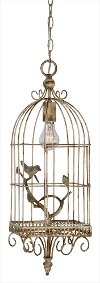 Weathered White 1-Light Birdcage Pendant - Harrington