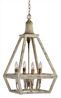 Weathered White 4-Light Pendant Light Fixture - Warner