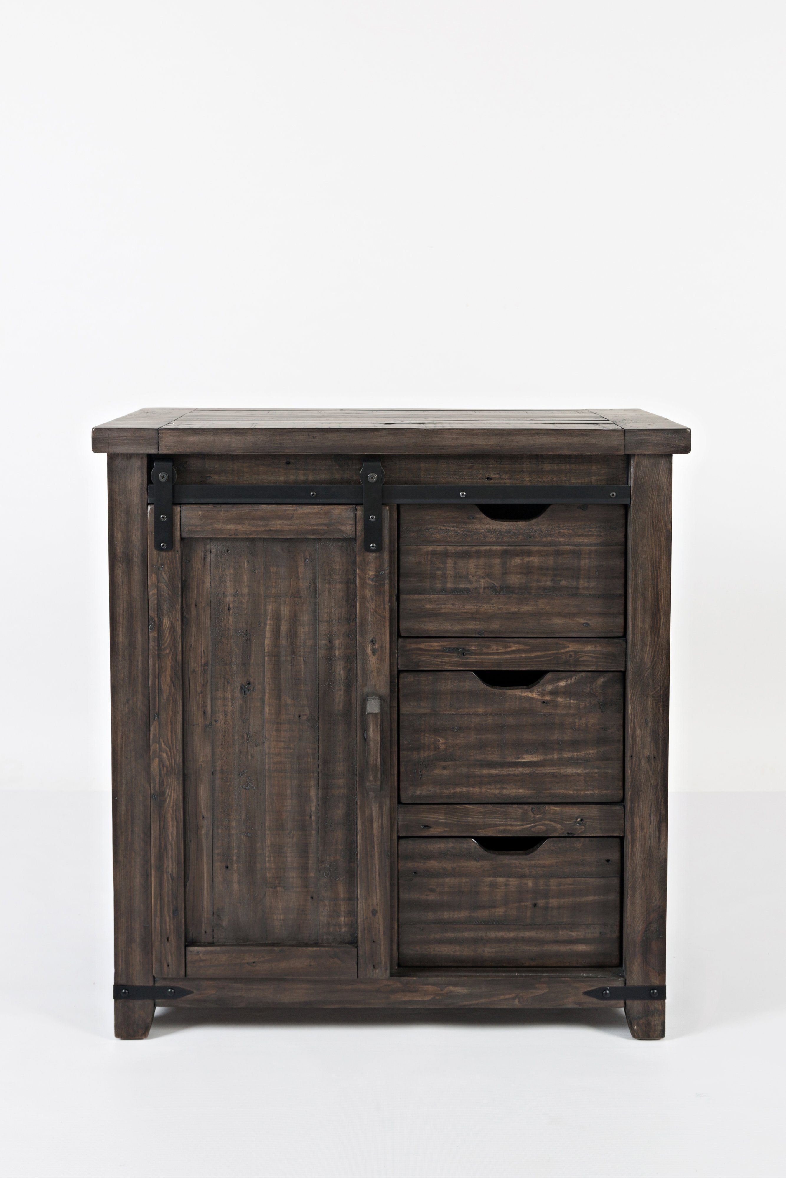 Dark Brown Barn Door Accent Cabinet - Madison County-1