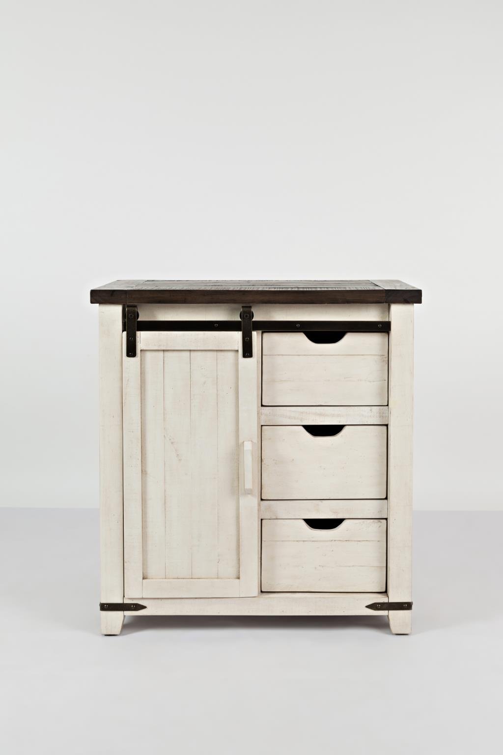 Vintage White Barn Door Accent Cabinet - Madison County-1