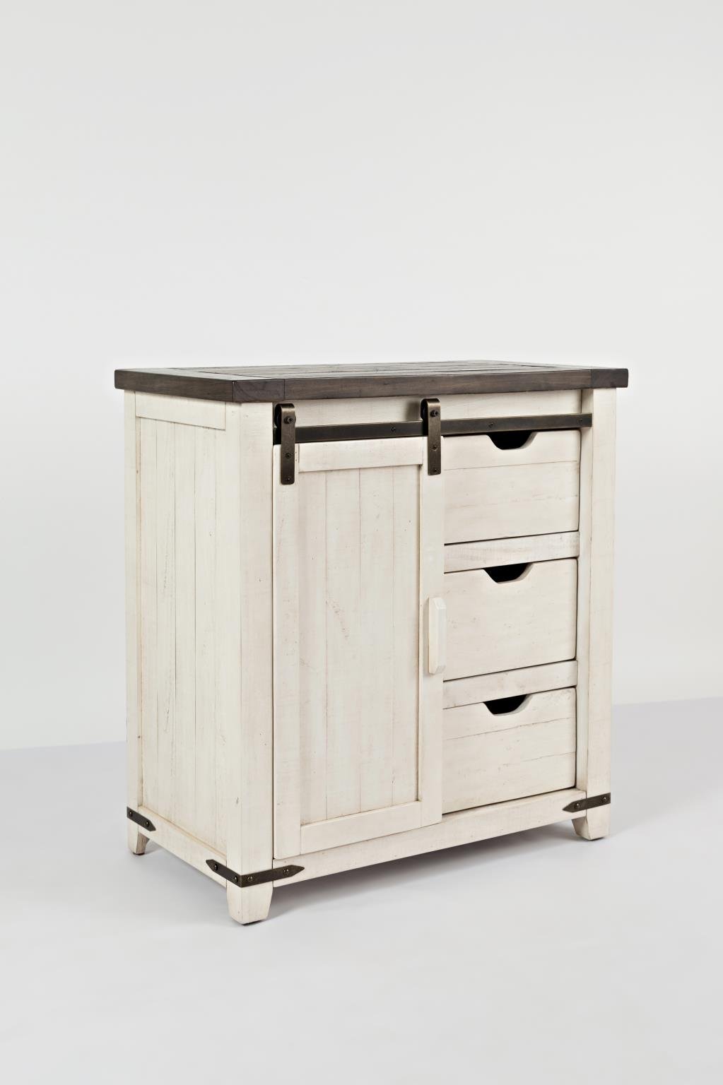 Vintage White Barn Door Accent Cabinet - Madison County-2