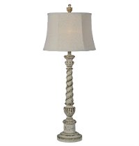 Weathered White Wash and Walnut Buffet Lamp - Daphne