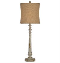 Distressed White Wash Buffet Lamp - Carly