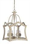Distressed Cream 4-Light Pendant Chandelier - Aubrey