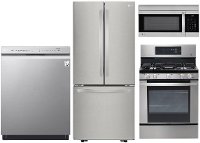 KIT LG 4 Piece Gas Kitchen Appliance Package with French Door Refrigerator - Stainless Steel