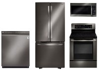 KIT LG 4 Piece Kitchen Appliance Package with 6.3 cu. ft. Electric Range - Black Stainless Steel