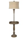 Distressed Wood-Like Floor Lamp with Tray - Grover