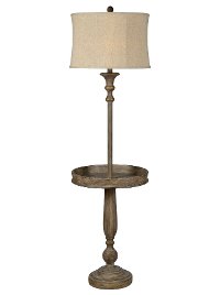 Distressed Wood-Like Floor Lamp with Tray - Grover