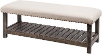 Oatmeal Linen and Driftwood Bench - Bailey