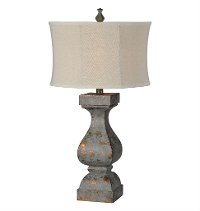 Distressed Blue Table Lamp with Copper Highlights - Eloise