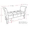 Cream Bonded Leather Scrolled Arm Storage Bench - Antonio