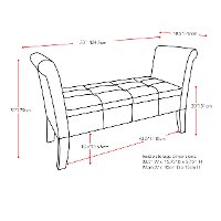 Dark Brown Bonded Leather Scrolled Arm Storage Bench - Antonio