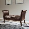 Dark Brown Bonded Leather Scrolled Arm Storage Bench - Antonio-2