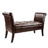 Dark Brown Bonded Leather Scrolled Arm Storage Bench - Antonio-3