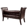 Dark Brown Bonded Leather Scrolled Arm Storage Bench - Antonio-4