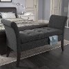 Dark Gray Scrolled Arm Storage Bench - Antonio-1