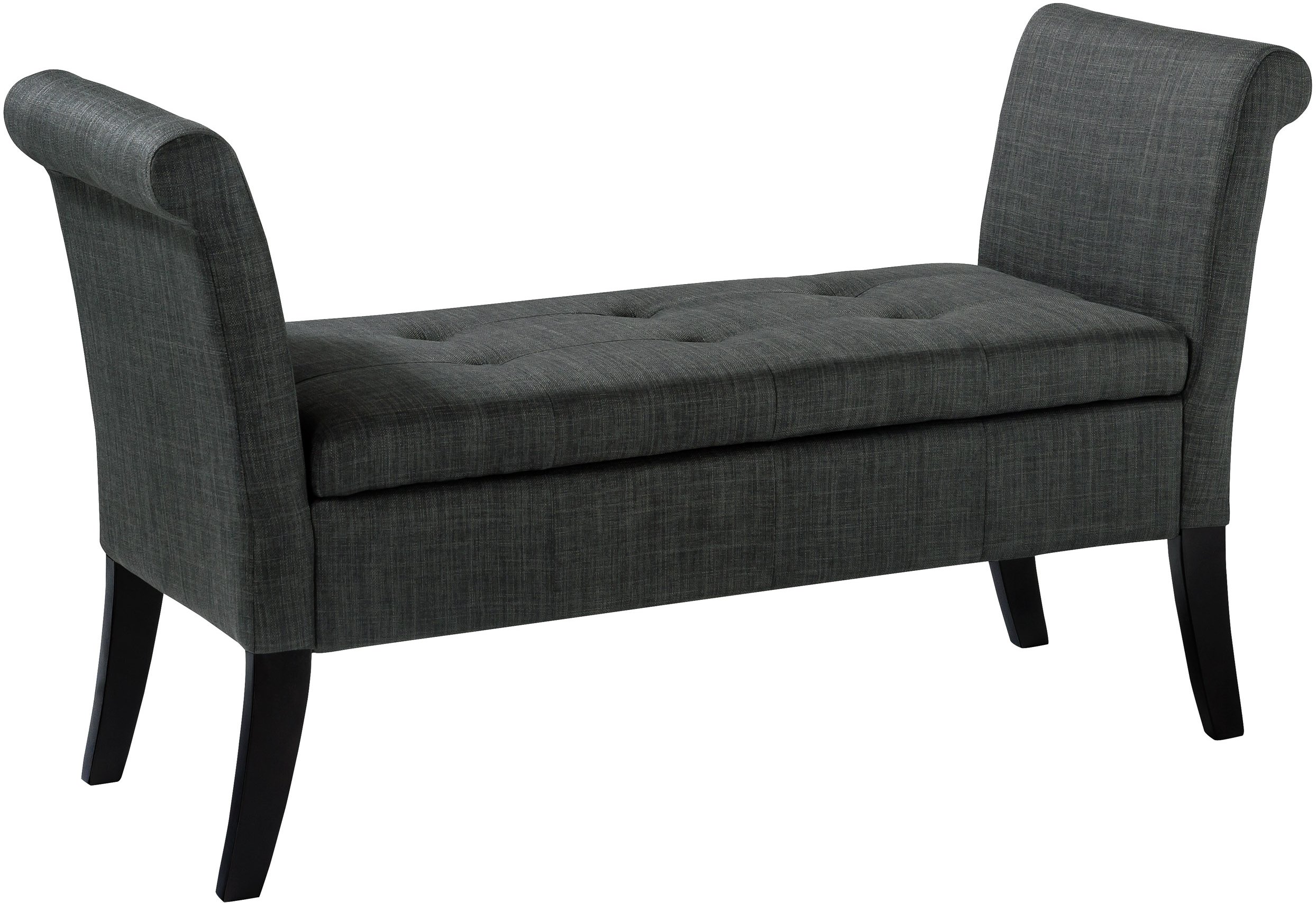 Dark Gray Scrolled Arm Storage Bench - Antonio-2