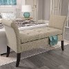 Beige Scrolled Arm Storage Bench - Antonio