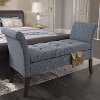 Blue-Gray Scrolled Arm Storage Bench - Antonio