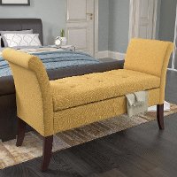Yellow Scrolled Arm Storage Bench - Antonio