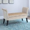 Cream Velvet Scrolled Arm Storage Bench - Antonio