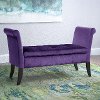 Purple Velvet Scrolled Arm Storage Bench - Antonio